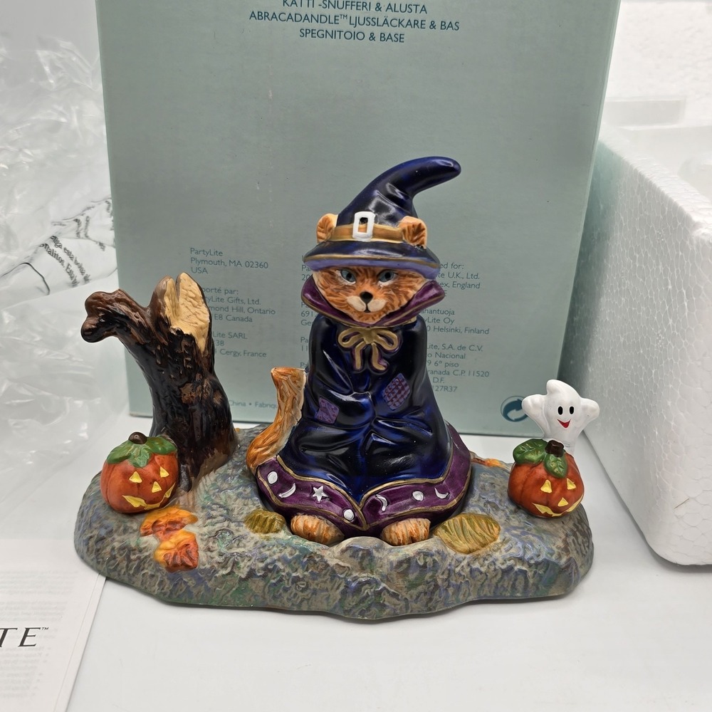 PartyLite Retired Abracadandle Snuffer & Base P7344 Halloween Cats